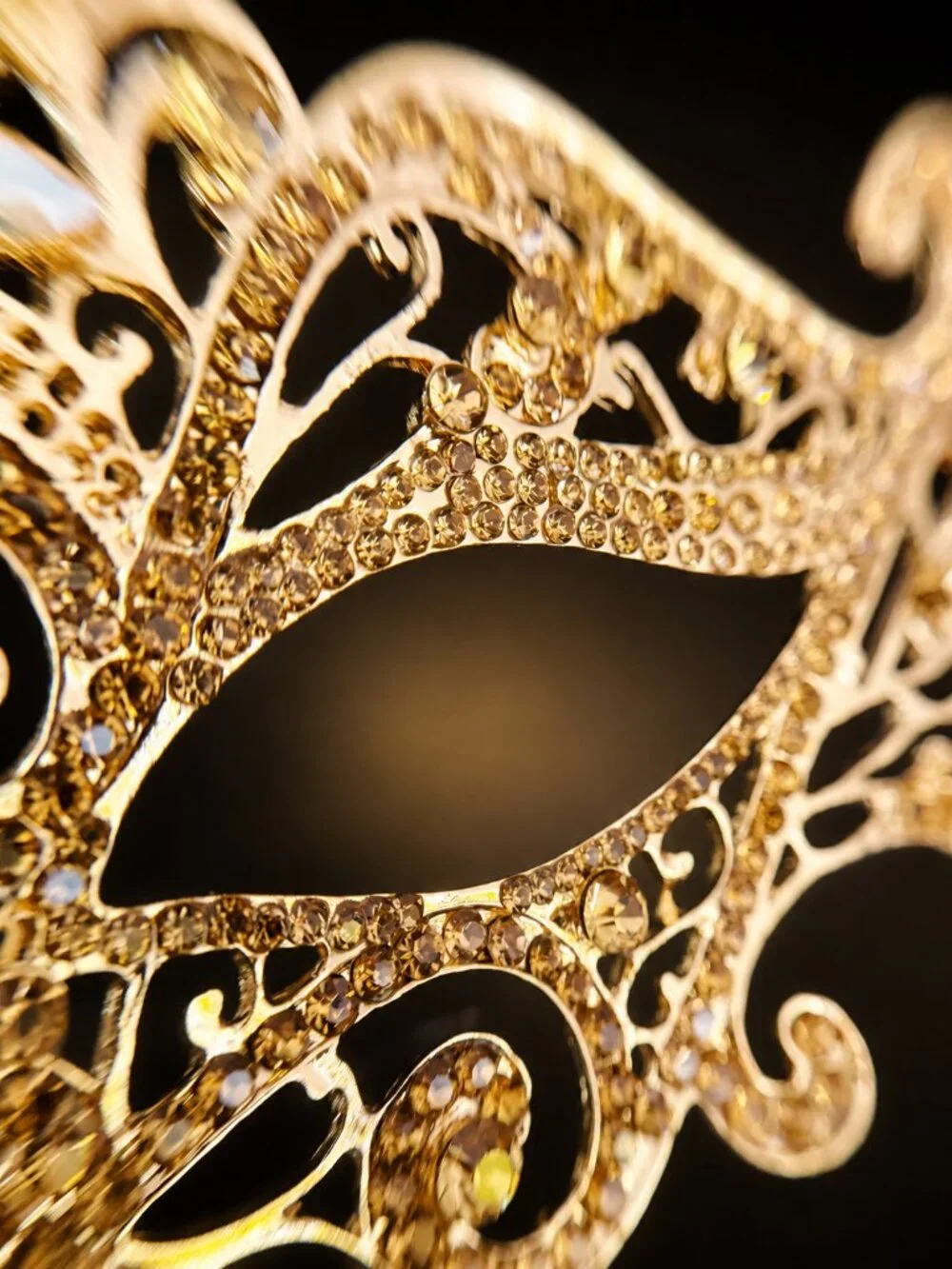 Gold Yellow Crystal Masquerade Mask, Venetian Ball Mask, Wedding Accessory